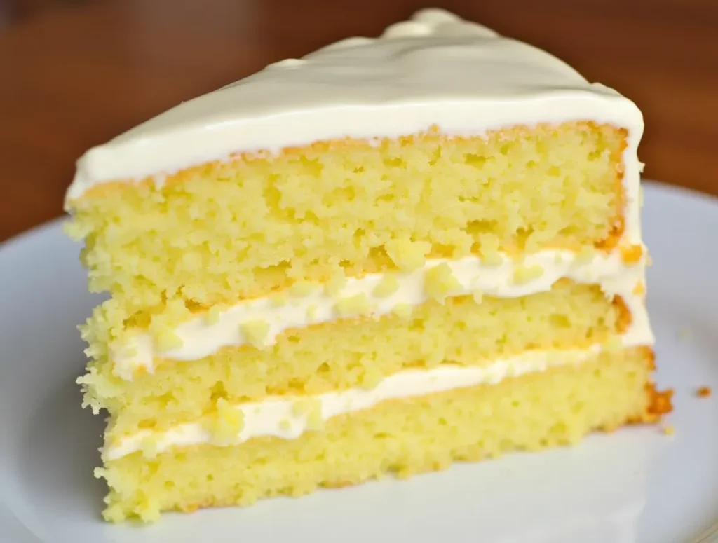 a slice of cake with white frosting