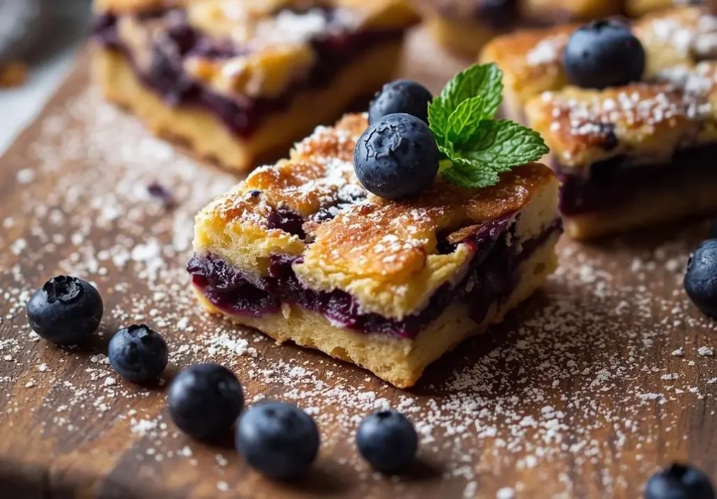 Delicious Blueberry Curd Bars with buttery shortbread crust and tangy blueberry curd topping